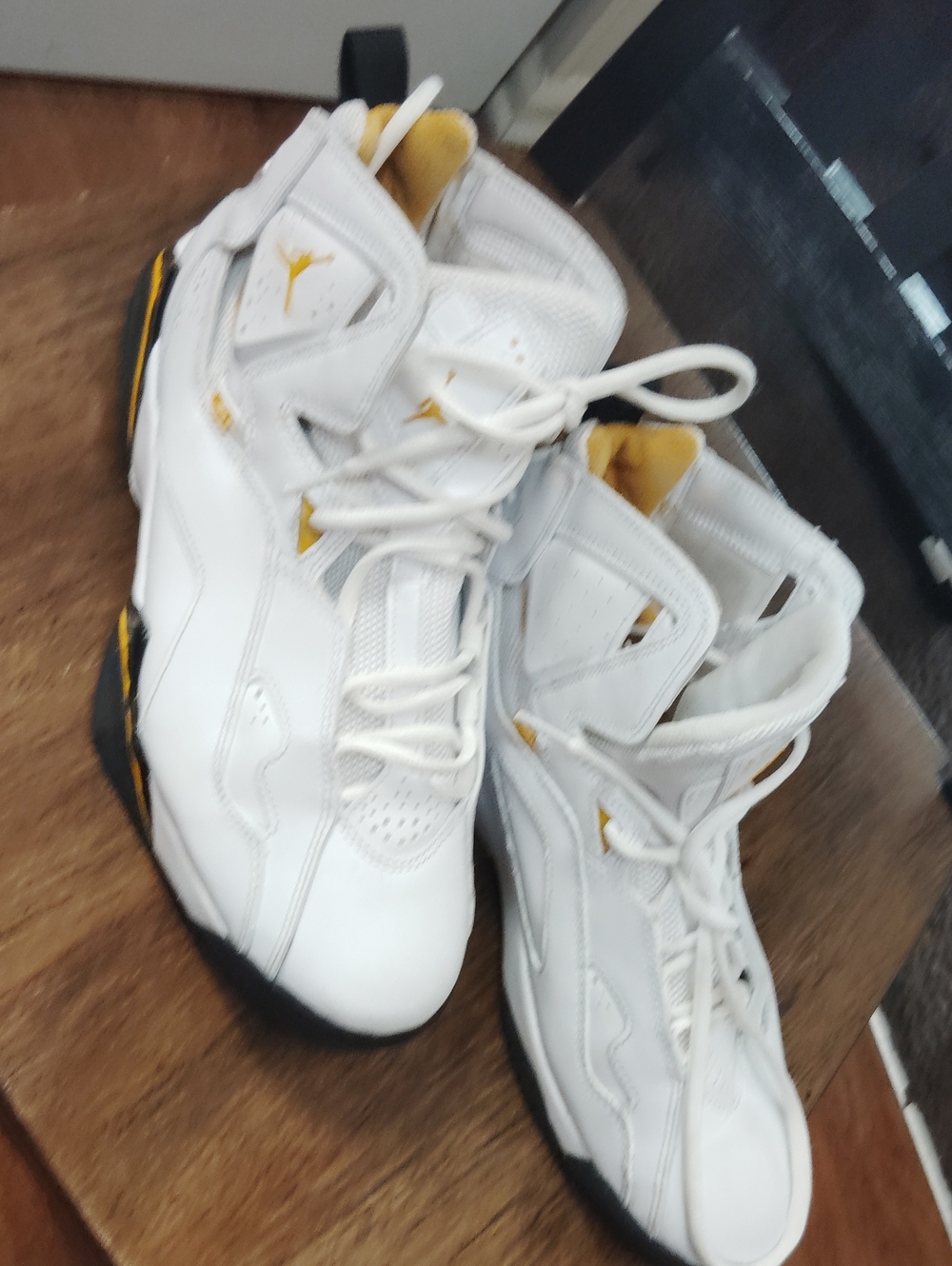 Jordan Men White and Yellow High-Top Sneakers